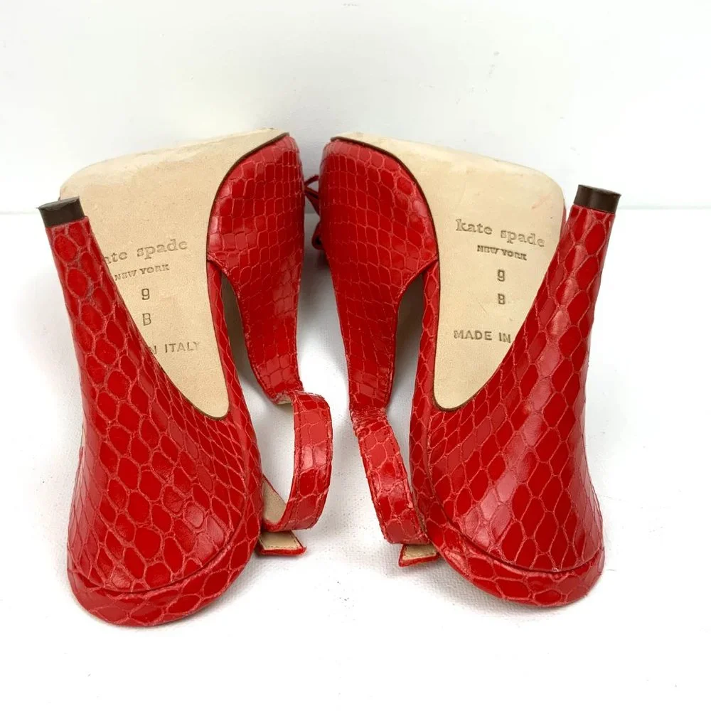 Kate Spade New York Scarlet Red Slingback Heels Pumps Italy Sz 9